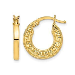 Greek Key Hoop Earrings in 14K Yellow Gold